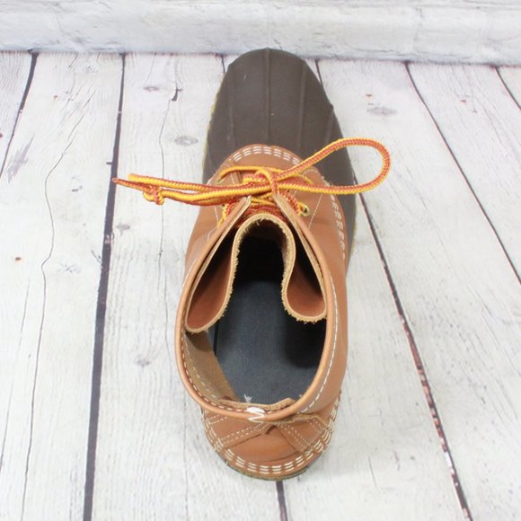 LL BEAN 8 Inch Unlined Brown Leather Duck Bean Boots Size 10 M - Picture 6 of 9